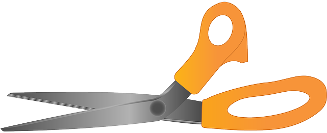 Handle Scissors, Orange, Silver, Cut, Handles, Handle - Transparent Background Clip Art Scissor (640x320)