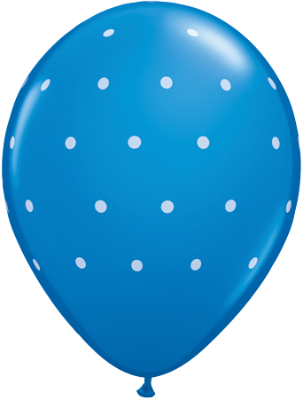 11" Carnival Assorted Small Polka Dots Latex Balloons - Blue Balloon (342x451)