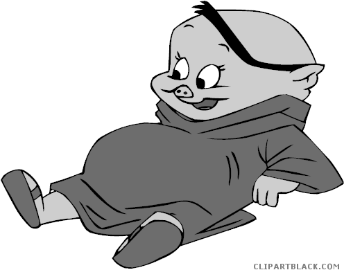 Porky Pig Animal Free Black White Clipart Images Clipartblack - Clip Art (500x419)