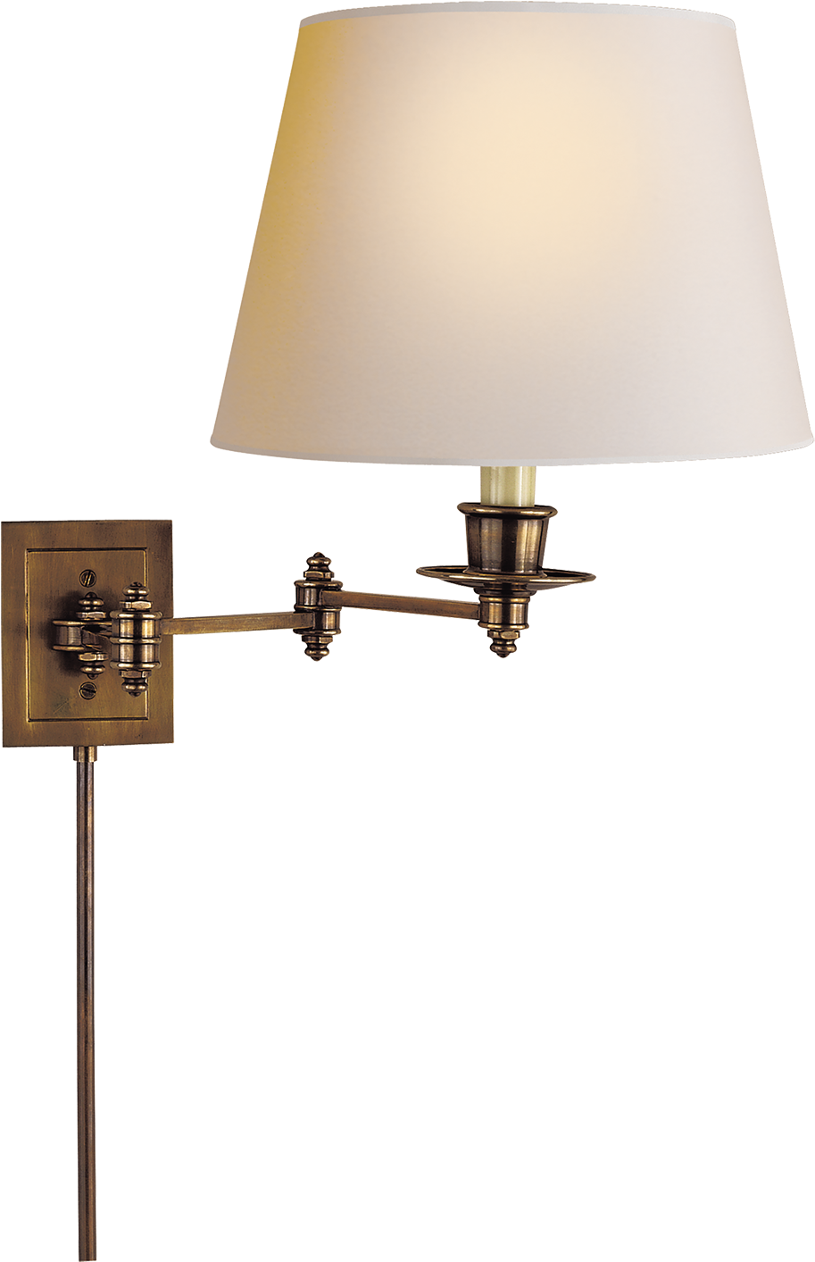 Hand Rubbed Antique Brass With Natural Paper Shade - Visual Comfort S2000hab-np Studio Swing Arm Lights/wall (1440x1440)