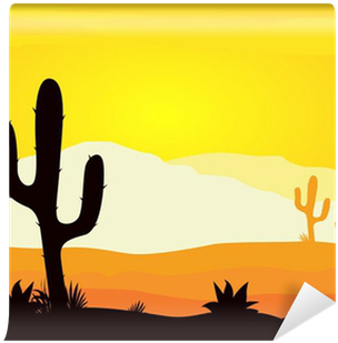 Mexico Desert Sunset With Cactus Plants Silhouette - Mexico Desert (400x400)
