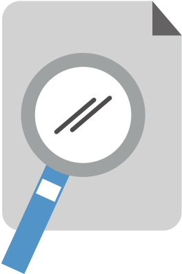 Paper Document With Magnifying Glass - Circle (550x550)