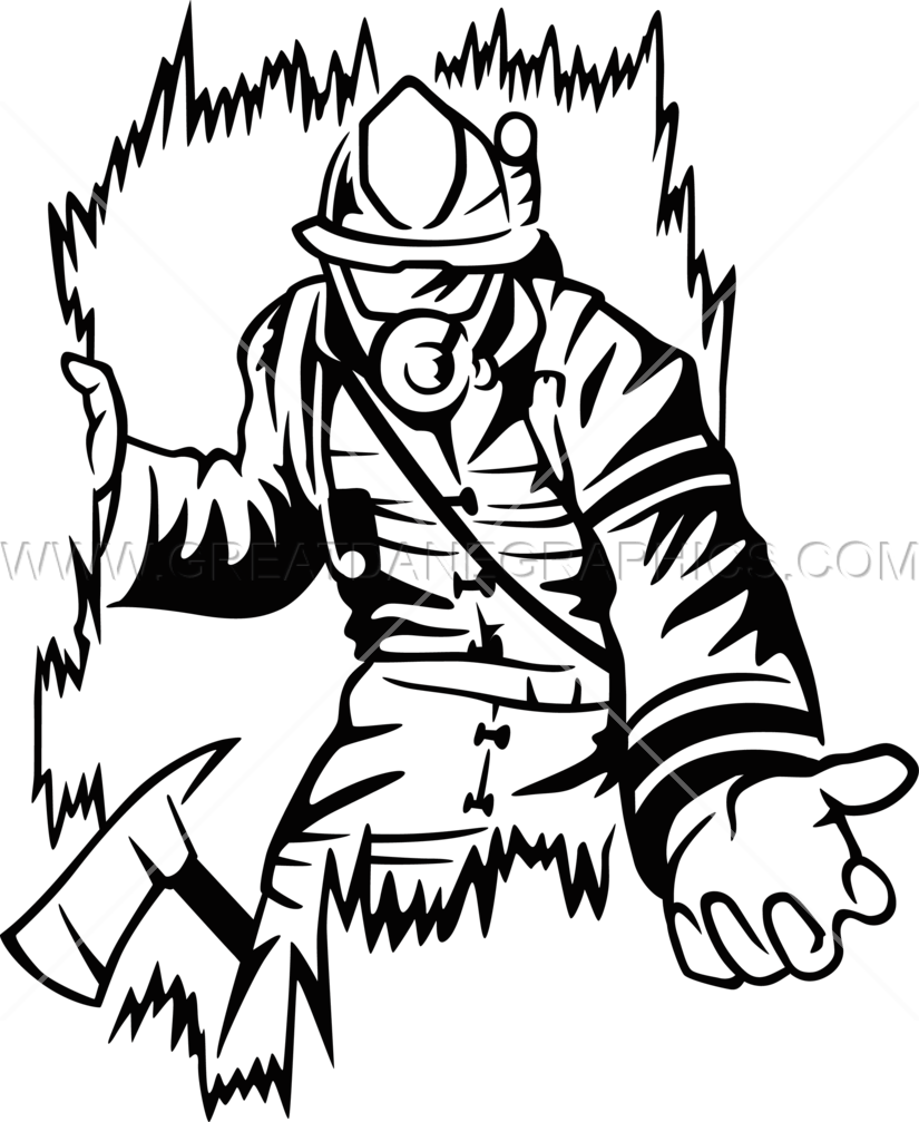 Firefighter Rescue - Black And White Firefighter (825x1007)