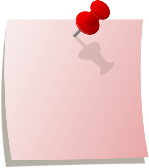 Pink Note With Red Thumbtack - Push Pin Paper Png (491x550)