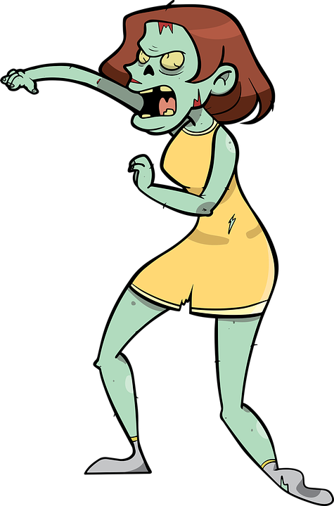 Zombie Clipart Creative Commons - Scared Cartoon Girl Transparent Background (475x720)