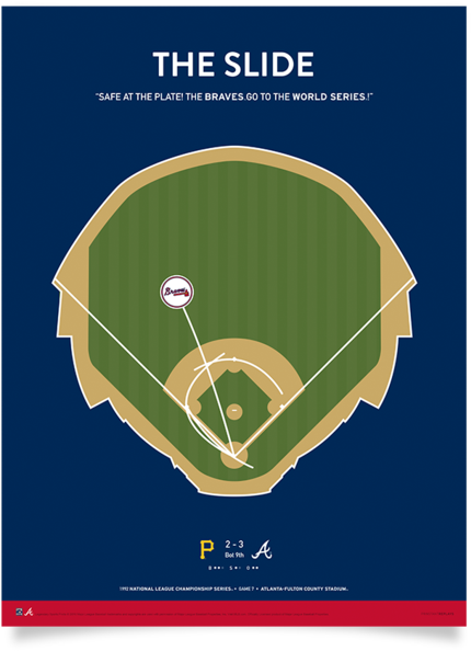 Braves Sid Bream Slide Print - Soccer-specific Stadium (452x600)