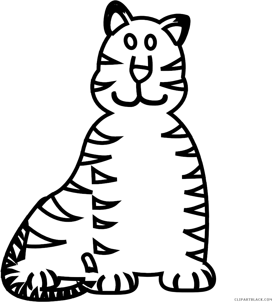 Tiger Outline Animal Free Black White Clipart Images - Clip Art (999x999)