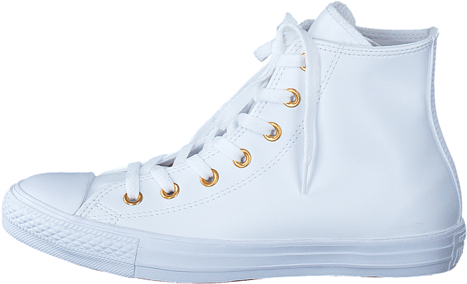 Buy Converse All Star Classic Hi Leather White/gold - Sneakers (705x705)