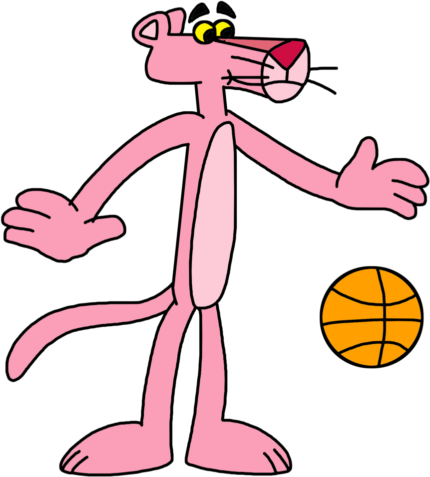 The Pink Panther With Basketball Ball By Marcospower1996 - Pink Panther Playing Sport (1024x1024)