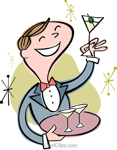 Garçom Livre De Direitos Vetores Clip Art Ilustração - Bartender Clipart (374x480)