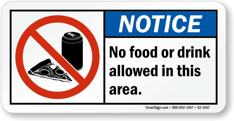 No Food Or Drink Clipart Group - Authorized Personnel Only (with Hand, Engineer Grade (800x416)