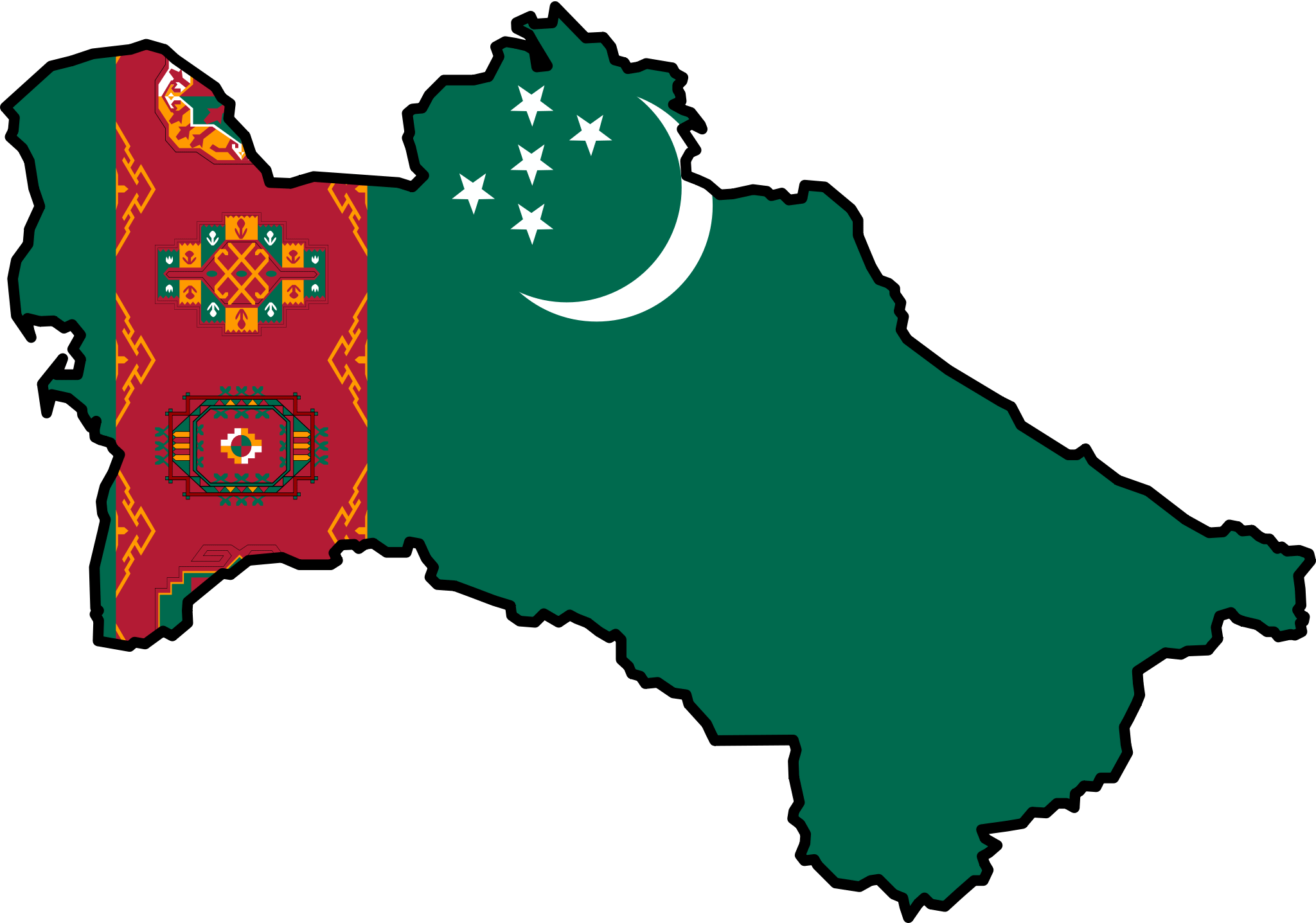 Turkmenistan Flag Map - Map Of Turkmenistan Of Flag (2048x1436)