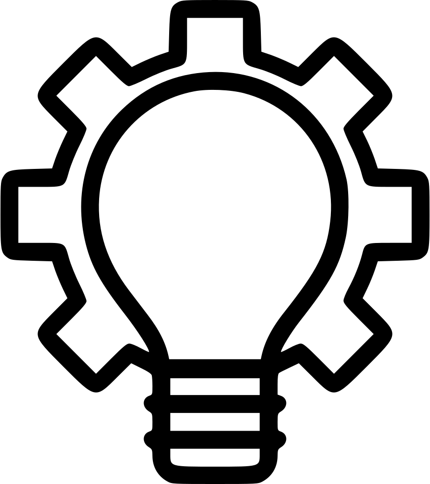 Idea Bulb Innovation Startup Light Settings Gear Comments - Bulb With Gear Icon (872x980)