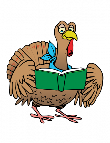School-wide Reading Challenge & Turkey Gobble Assembly - Turkey With A Book (371x480)