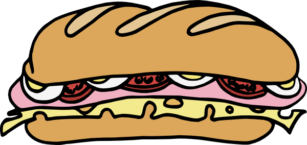 Deli Sandwich Clipart - Sub Sandwich Clipart (600x284)