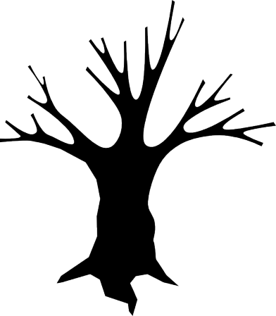 Spooky Halloween - Dead Tree Cartoon (392x449)