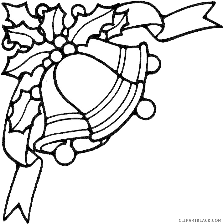 Christmas Bell Outline Tools Free Black White Clipart - Christmas Bells Coloring Pages (718x720)