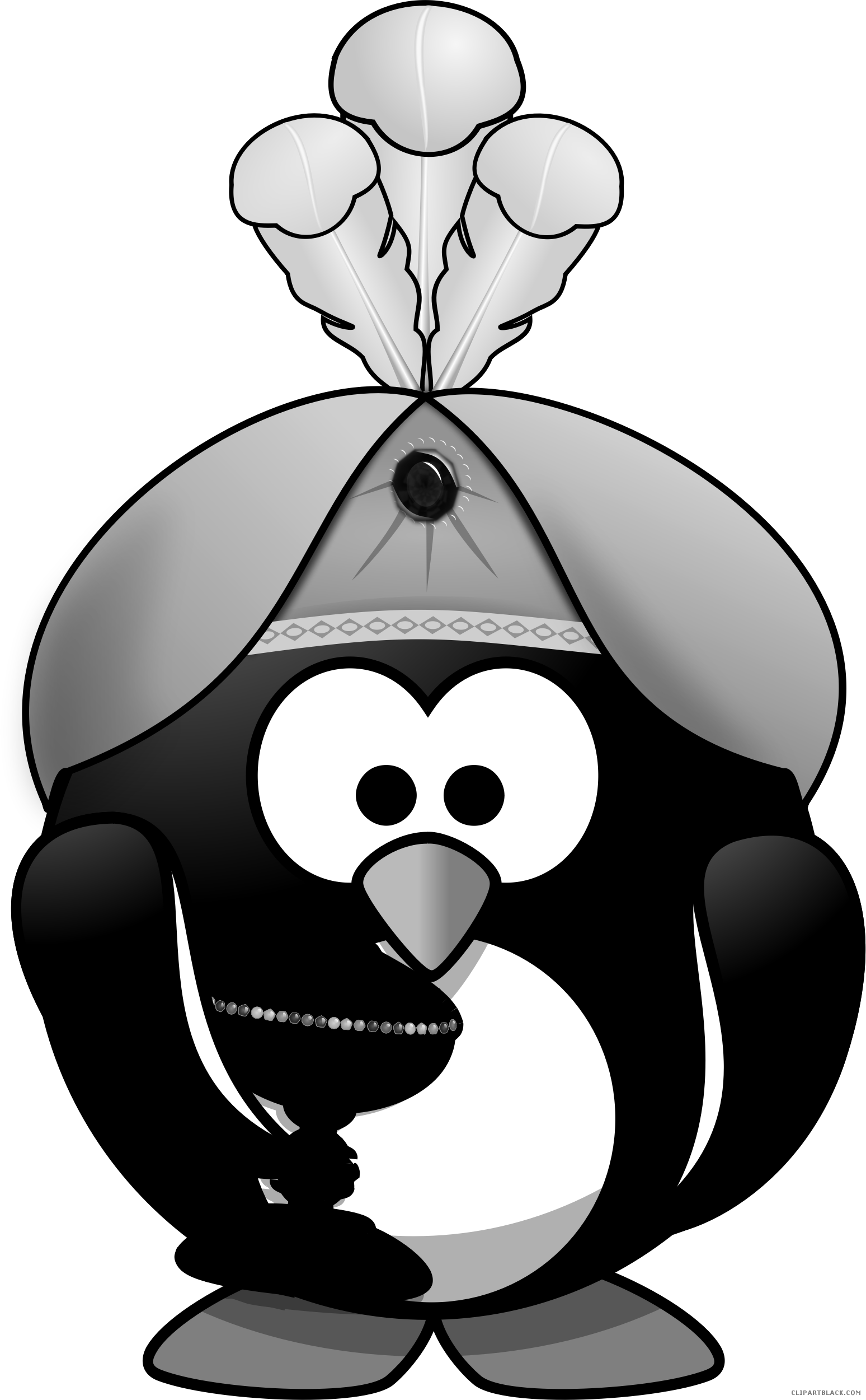 Oriental Penguin Animal Free Black White Clipart Images - Cartoon Penguin (1548x2500)