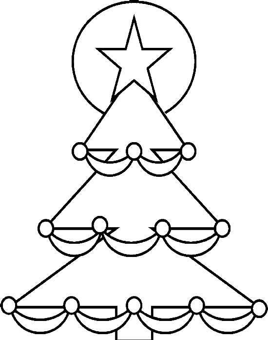 Christmas Tree With A Star Shining Coloring Pages - Christmas Easy Coloring Pages (550x696)
