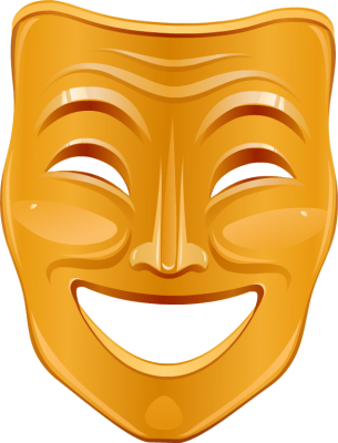 Masks Clipart Face - Comedy Mask Clip Art (305x400)