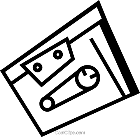 Cassette Tapes Royalty Free Vector Clip Art Illustration - Line Art (480x469)
