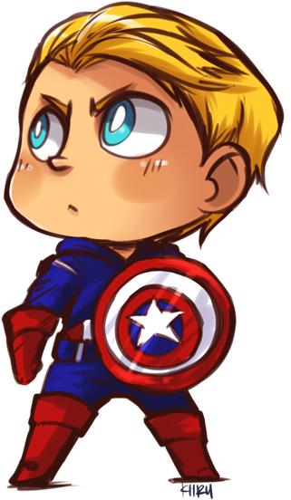 Captain America By Kiirusama - Captain America Drawing Cute (480x576)