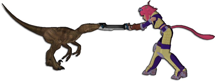 Tug O War By Kingjigglypuff - Velociraptor (900x345)