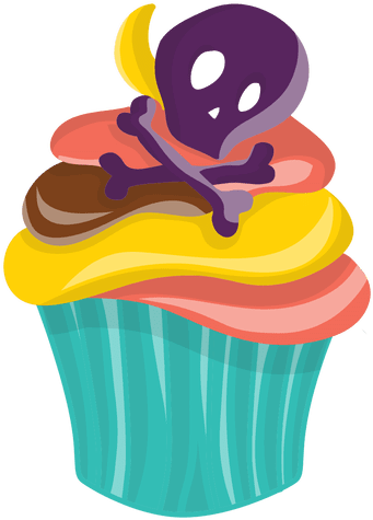 Cupcake Decorado Cráneo De Halloween Transparent Png - Skull (512x512)