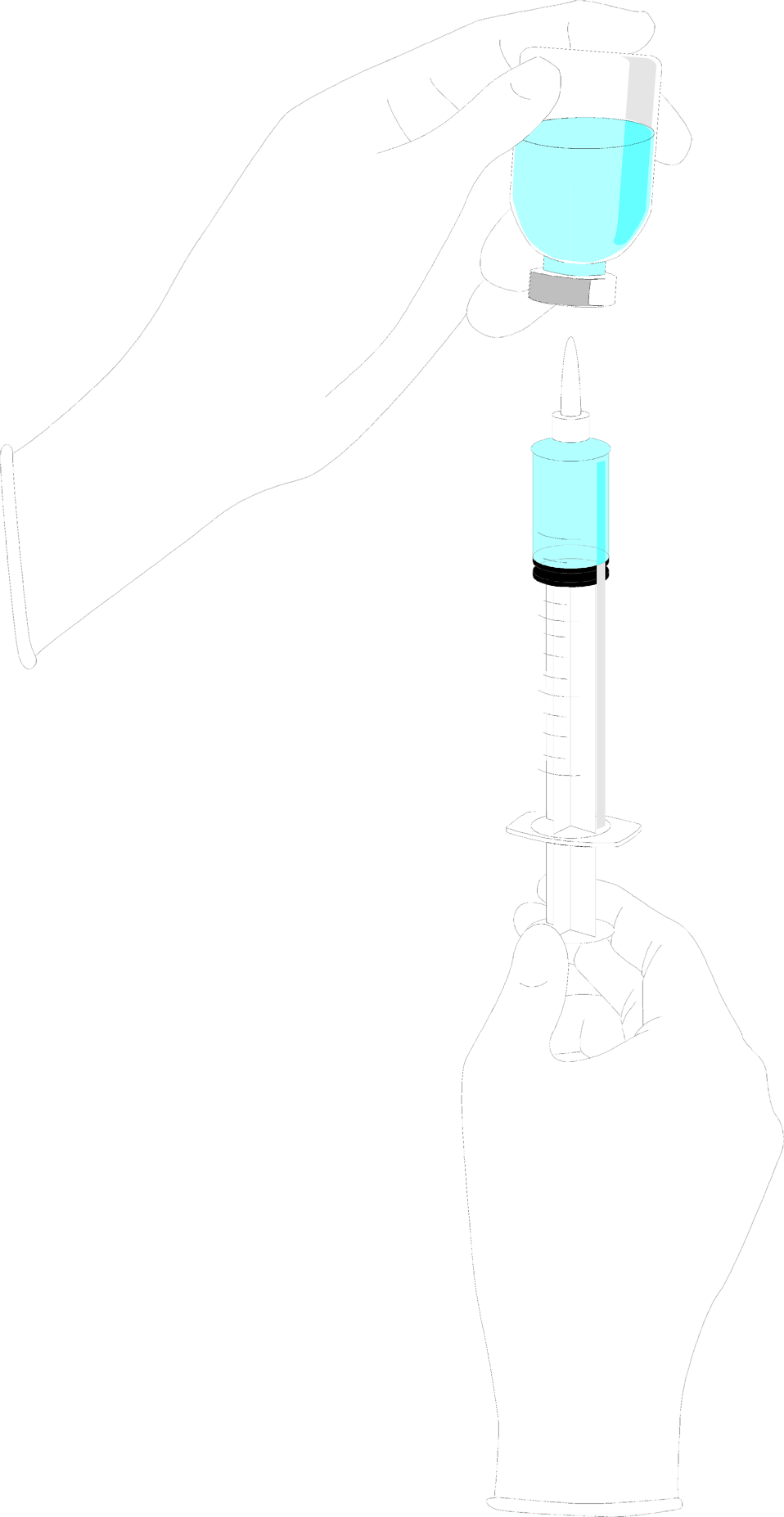 Illustration Of Hands Drawing Fluid Into A Syringe - Illustration (958x1854)