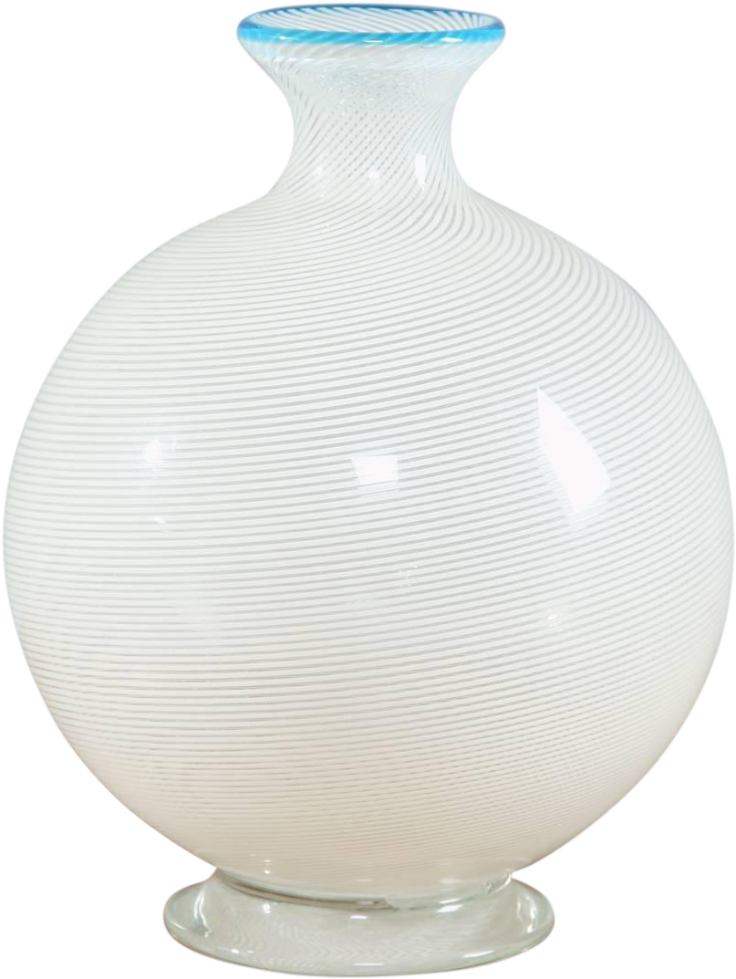 World-class White And Turquoise Murano Glass Vase By - Vase (896x1191)