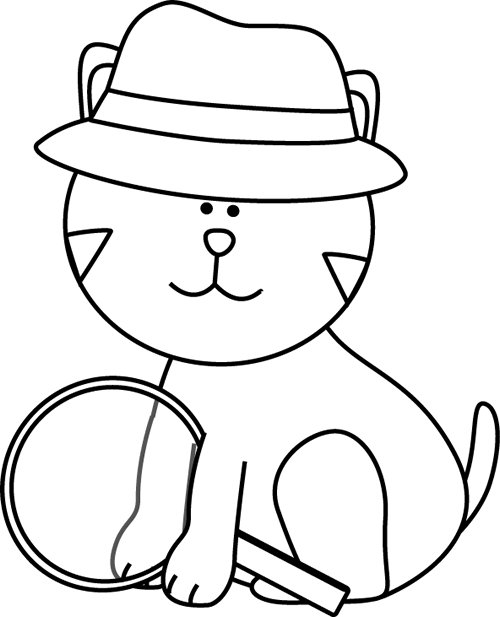 Detective - Cute Detective Clipart Black And White (500x617)