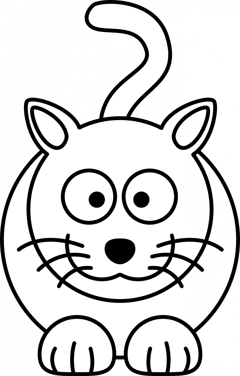Simple Car Transportation Coloring Pages For Kids Printable - Black And White Cartoon Cats (948x1487)