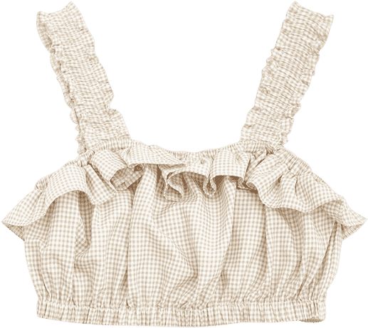 Fashioncropped Ruffles Plaid Tank Top Checked - Sleeveless Shirt (558x744)