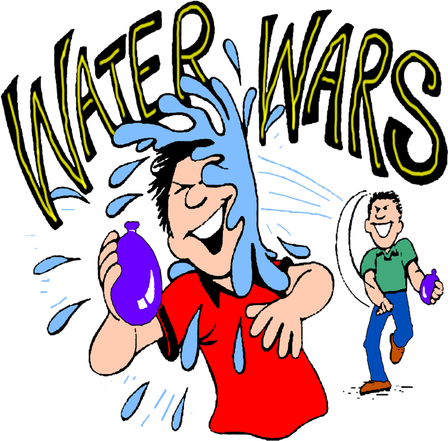 Fight Cartoon - Water Balloon Fight Clipart (1024x1024)