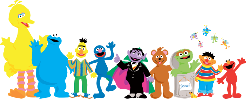 Sesame Street Characters Png Transparent Sesame Street - Sesame Street Characters Animation (800x324)