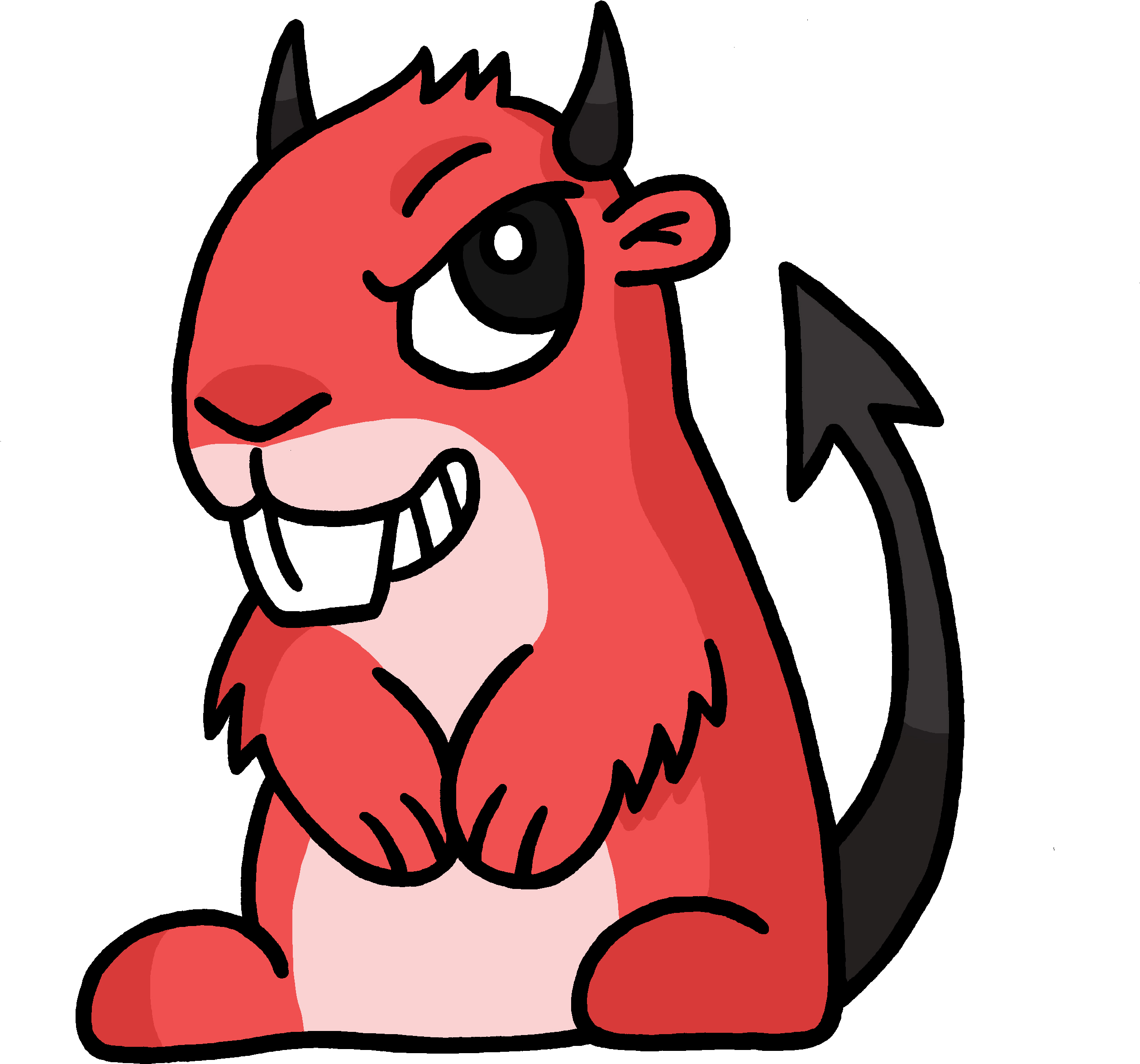 Clipart Of A Friendly Waving Devil Wearing A Christmas - Devil Animal Png (2957x2987)
