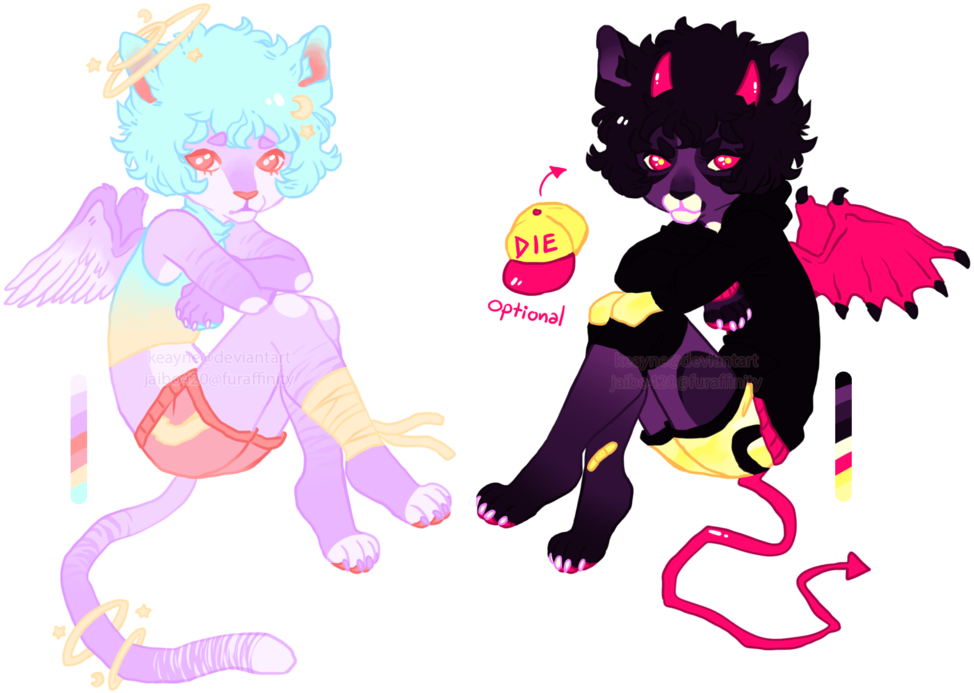 [closed] Angel Devil Cat Twins Adopt By Crpssho - Cartoon (1024x722)