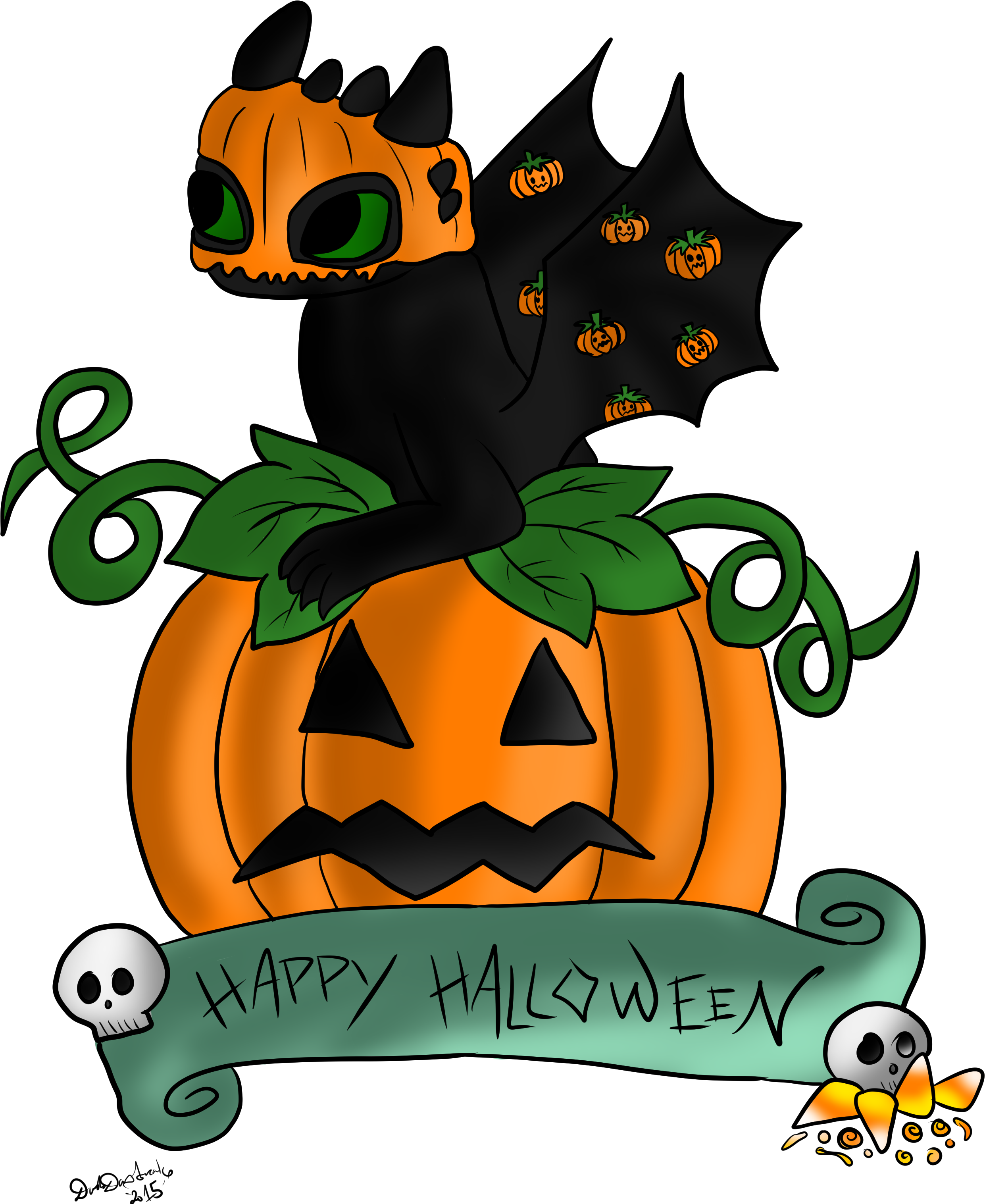 Happy Halloween From Nightwit And Me - Happy Halloween Dragon (2808x3200)