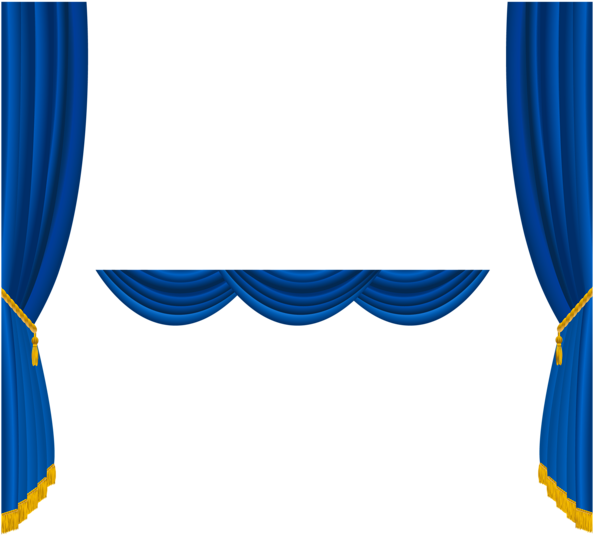 Curtains Png - Blue Curtain Vector Png (600x542)