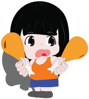 Kids, Eat, Hungry, Chicken - Cartoon (442x340)