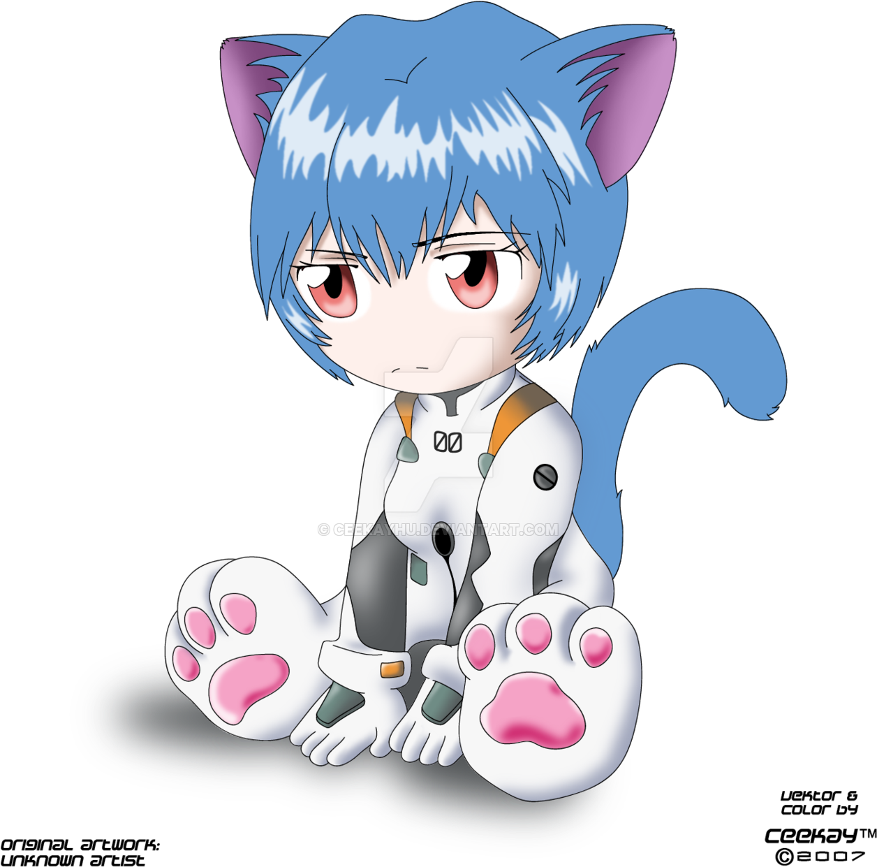 Chibi-neko Rei Digital Art By Ceekayhu - Rei Chibi (1280x1280)