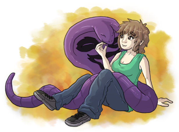 [art Trade] Snakes Give Great Hugs By Krisantyne - Snake Hug (622x457)