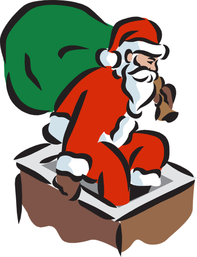 Great Santa Clip Art - Santa Coming Down The Chimney (639x831)