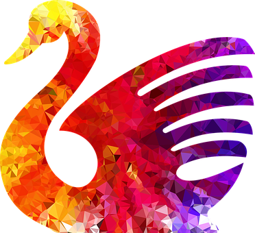 Swan Bird Animal Aquatic Water Swim Fly Fl - Rainbow Animals Transparent Background (372x340)