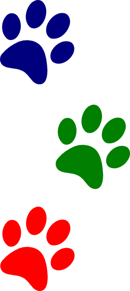 Paw Clipart Red And Blue - Black And White Dog Print Border (264x590)