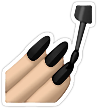 Black Painting Nails Emoji Download - Black Nail Polish Emoji (375x360)