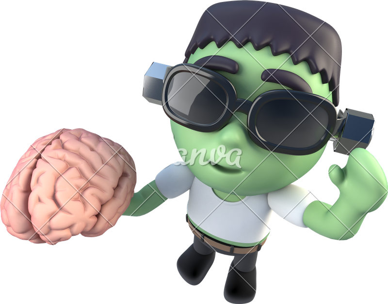 Funny Cartoon Frankenstein Halloween Monster Holding - Frankenstein's Monster (800x628)