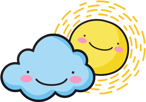Happy Sun With Cloud Kawaii Natural Weather - Weather (550x550)