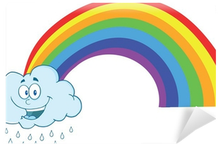 Happy Cloud Raining With Rainbow Wall Mural • Pixers® - Cartoon (400x400)