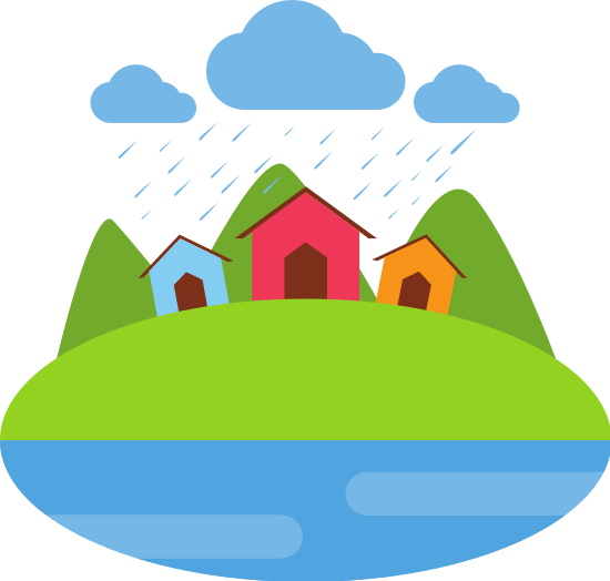 Huts In Monsoon Season - Monsoon (550x524)